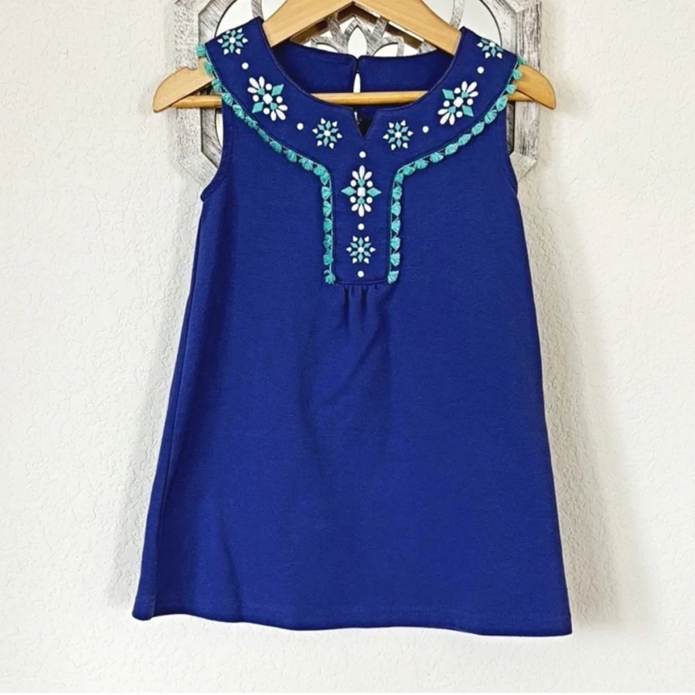 Gymboree • Girls Royal Blue Floral Embroidered Sleeveless Shift Dress